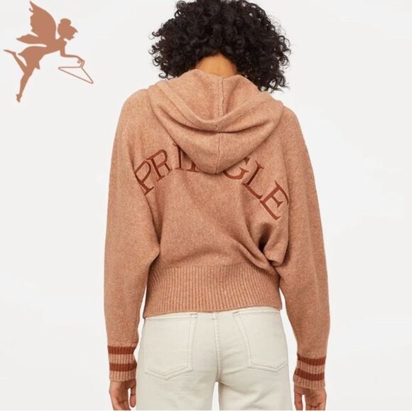 H&M Pringle of Scotland size extra small brown wool blend collab varsity hoodie - Picture 1 of 9
